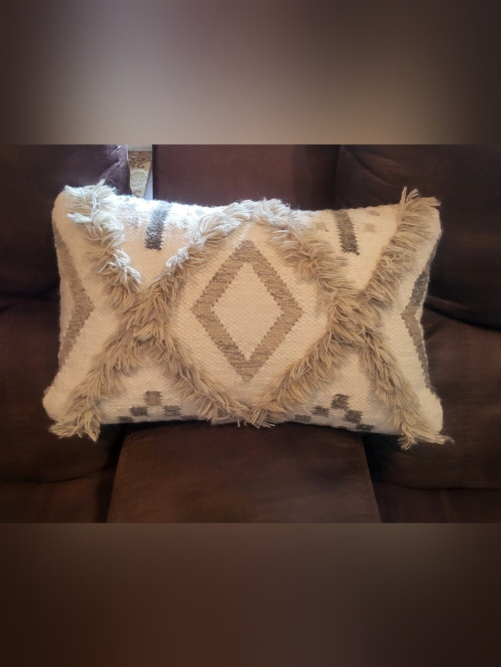 Fringe Throw Pillow in Cream